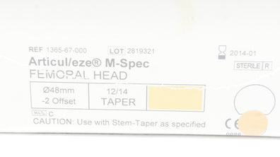 DePuy 1365-67-000 Articul/eze M-Spec Femoral Head 48mm -2Offset 12/14 Taper (x)